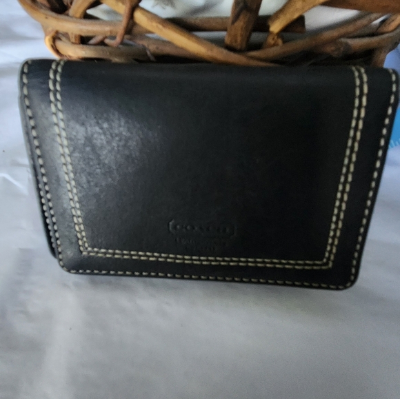 Rare COACH Black Leather Business Cardholder Vintage - Picture 1 of 9